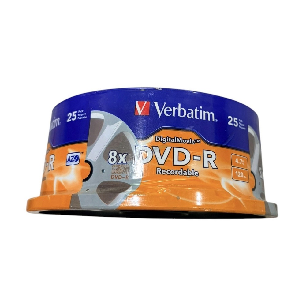 Verbatim Digital Movie DVD-R 25 Pack 4.7 GB/120 Min/8x New Sealed